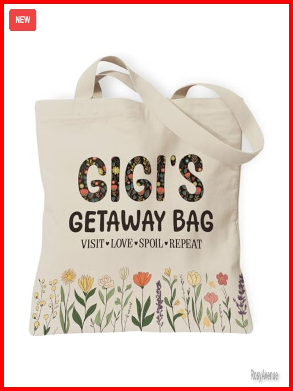 Canvas Tote Bag with Zipper Pocket Inspirational Gift for Grandma Mom Friend